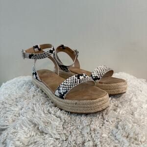 Inc Women Valetta Woven Flatform Espadrilles, Black and White Snake